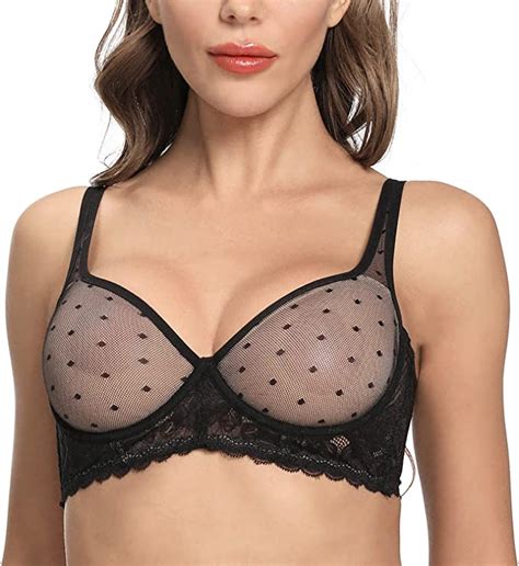 Womens Sheer Minimizer Bras Unlined Full Coverage Lift Underwire Bra