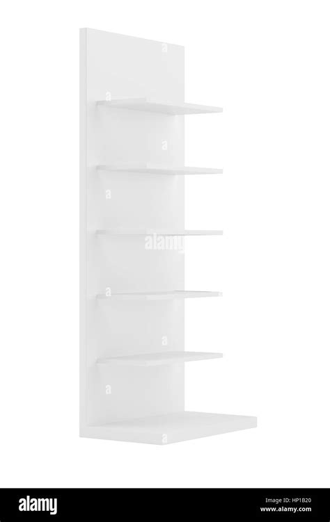 White Blank Empty Showcase Displays With Retail Shelves Front View 3d
