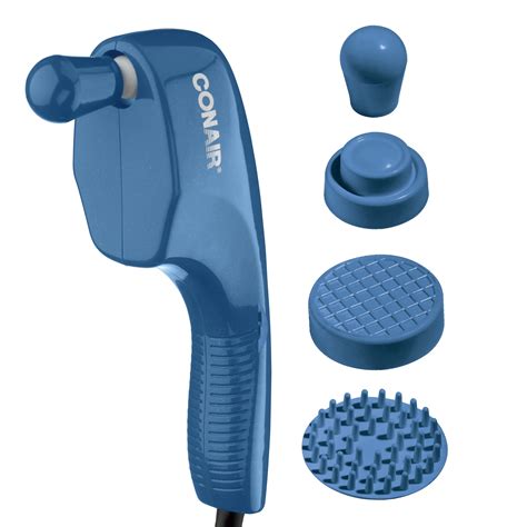 Conaircare® Touch N Tone Handheld Massager W 4 Attachments Teal Blue Hm8w22