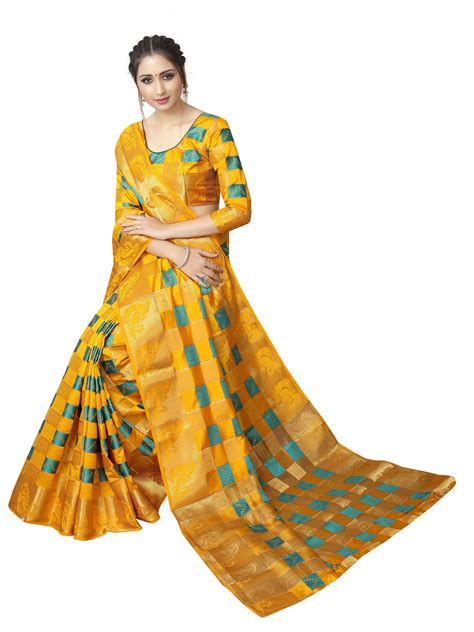 Dhandai Fashion Yellow Jacquard Saree Buy Dhandai Fashion Yellow