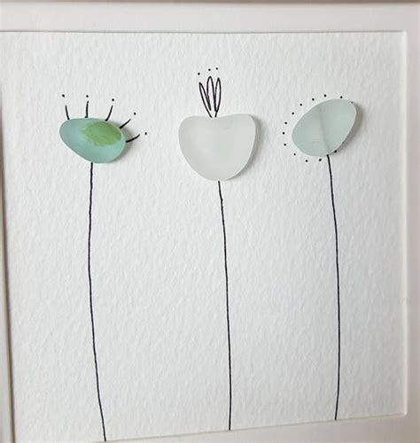 Sea Glass Art Seaglass Flowers Mothers Day T Seaglass Sea Glass Coastal Art Flowers