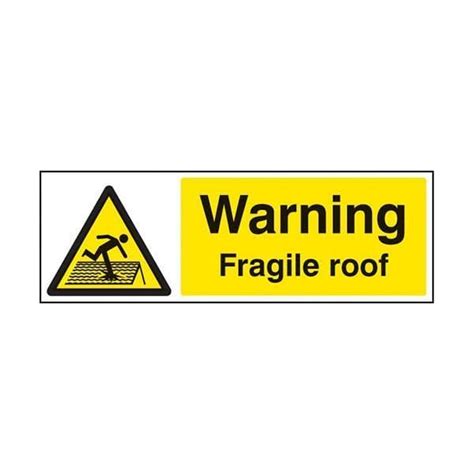 Printable pdf 8 1/2″w x 11″h. 84261G Warning fragile roof sign - Quick-Fix with SAV Backing 300x100mm
