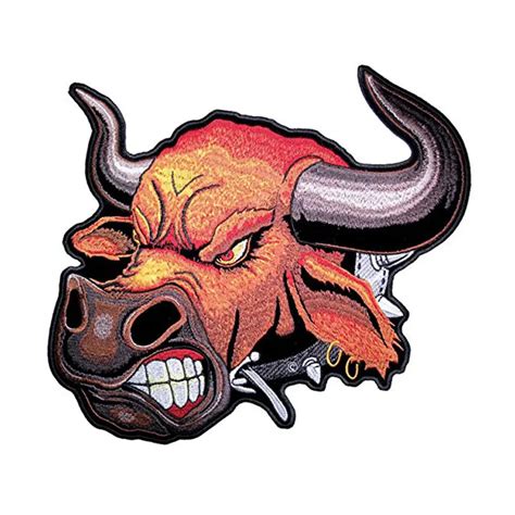 Angry Bull Iron On Patch Embroidered Applique Label Punk Biker Patches