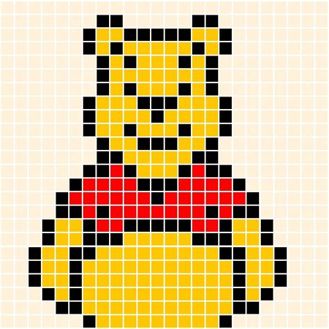 Winnie The Pooh Face Pixel Art Perler Bead Disney Easy Pixel Art Hot