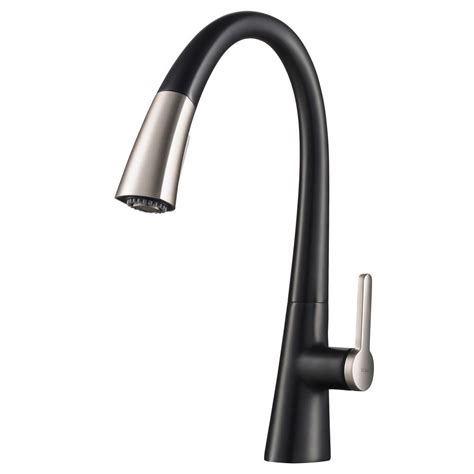 60/40 offset double bowl kitchen sink and single handle pull out nozzle kitchen faucet combo (1 faucet hole) 4.7 out of 5 stars. KRAUS Spot Free Nolen Single-Handle Pull-Down Sprayer ...