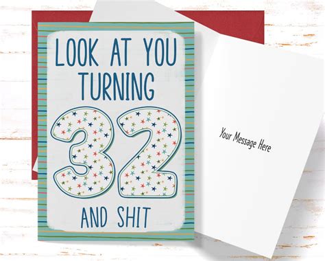 Funny 32nd Birthday Card Sarcastic Birthday Card For 32nd Etsy