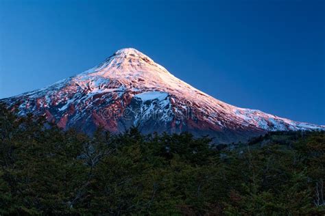Lanin Volcano At The Sunset Stock Image Image Of Snow Remote 104036831