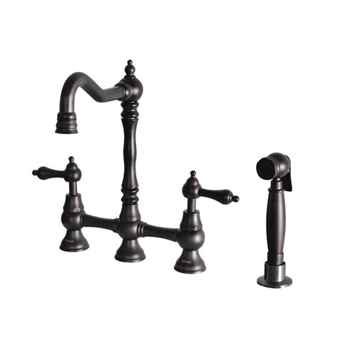 This kitchen sink faucet comes with. Belle Foret 2-Handle Bridge Kitchen Faucet with Side ...