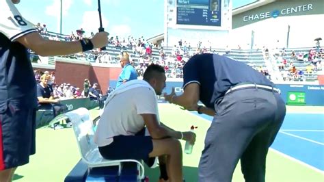 nick kyrgios melts down gets pep talk from chair umpire vice