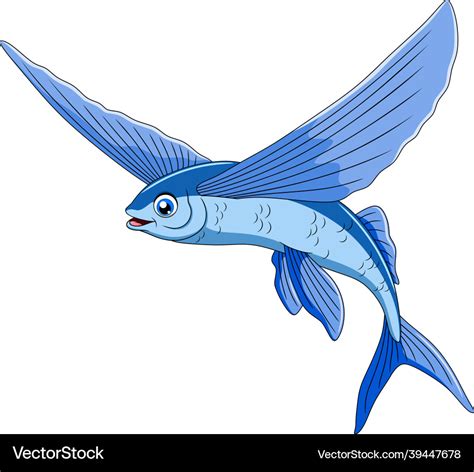 Cute Flying Fish Cartoon Royalty Free Vector Image