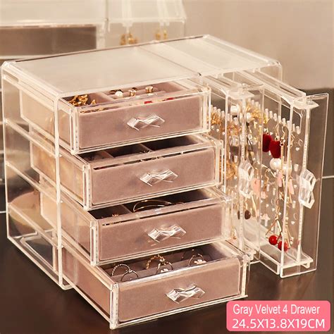 New Transparent Acrylic Earrings Jewelry Storage Box Display Stand Rack