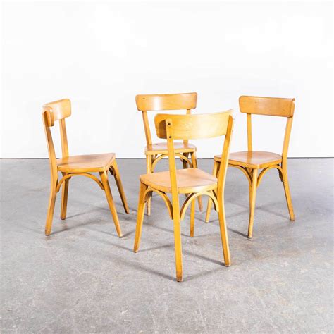 1950s French Baumann Blonde Beech Bentwood Dining Chairs Set Of Four The Hoarde Vintage