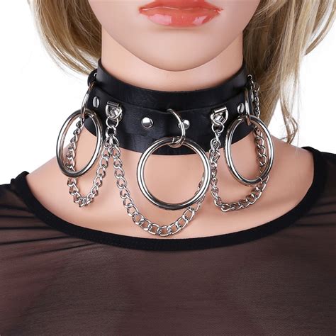 Msemis Women Mens Neck Chain Men Necklace Gothic Choker Collar Punk Flexible Pu Leather