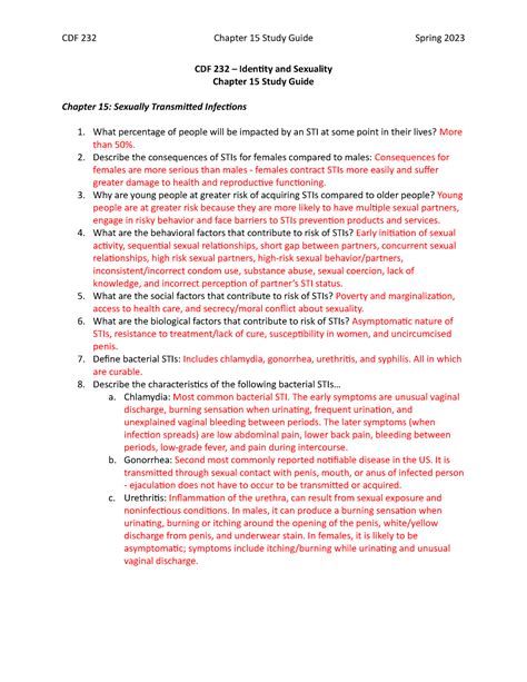 Chapter 15 Study Guide Cdf 232 Chapter 15 Study Guide Spring 2023 Cdf