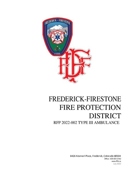 Fillable Online Frederick Firestone Fire Protection District Fax Email