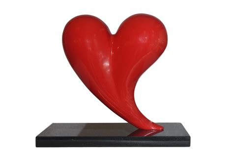 Bronze Red Heart Statue Sculpture Valentines T Etsy