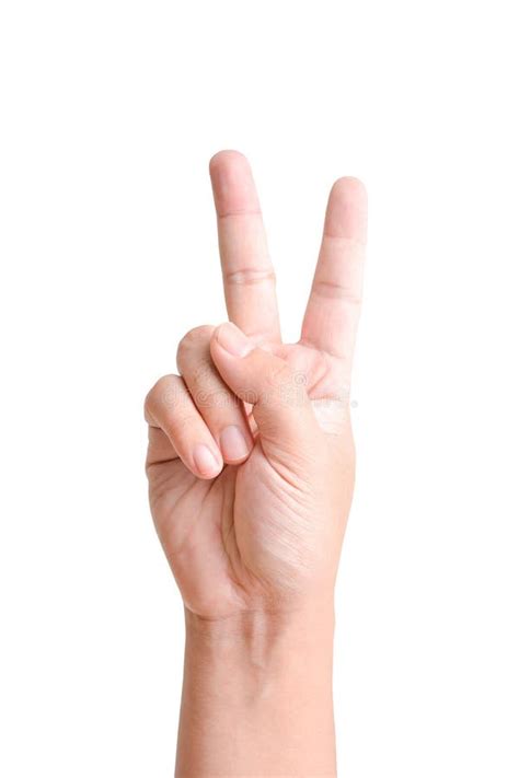 Hand With Two Fingers Up On White Stock Image Image Of Victory Peace