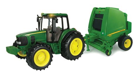 John Deere Big Farm Toy Tractor 7300 Tractor And Round Baler Set 116