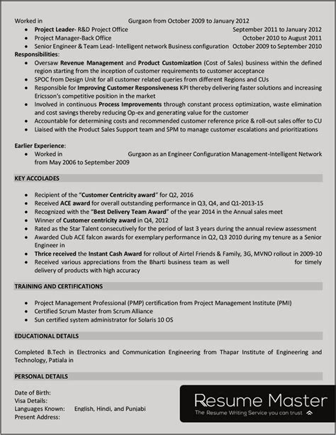 Sample Resume For Project Manager It India Resume Example Gallery