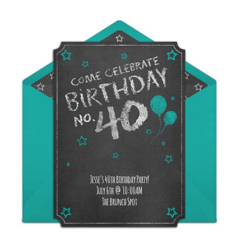 Chalkboard Forty Invitations | 40th birthday party invites, Invitations, Birthday party invitations