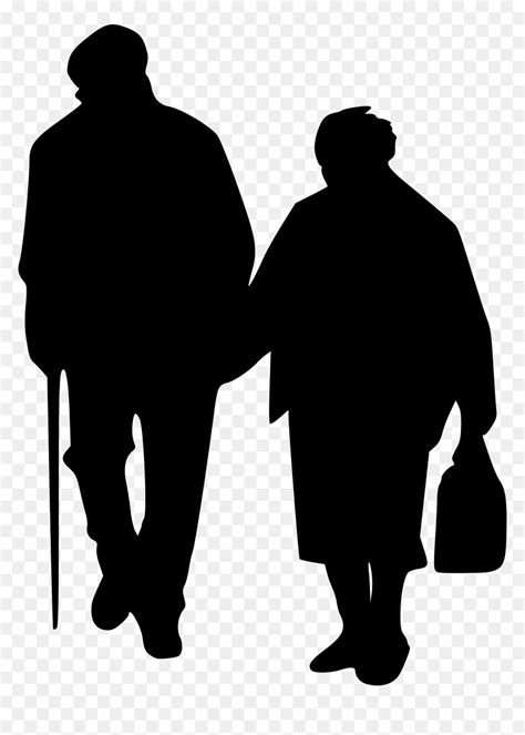 Simple black and white border design. Elderly Couple Silhouette Png, Transparent Png - vhv