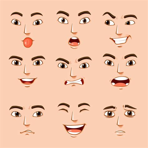 Diferentes expressões faciais de humanos Vetor no Vecteezy