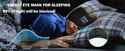 Musicozy Sleep Headphones Bluetooth White Noise Sleeping Headphones Sleep Mask