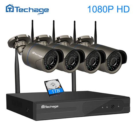 Techage 4ch 1080p Plug And Play Wireless Nvr Surveillance Kit P2p 2mp