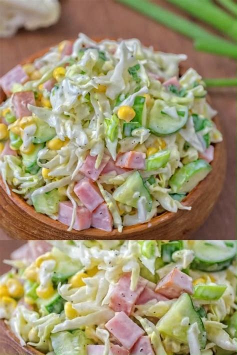 Cabbage And Ham Salad Video Healthy Recipes Ham Salad Recipes