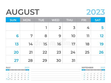 August 2023 Page Calendar 2023 Template Desk Calendar 2023 Year