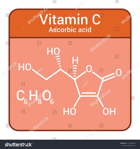 Chemical Structure Vitamin C Ascorbic Acid Stock Vector Royalty Free