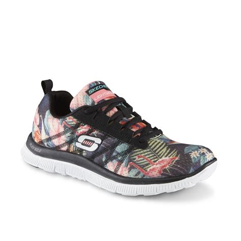 Skechers Lightweight Womens Floral Bloom Blackmulticolor Athletic Shoe