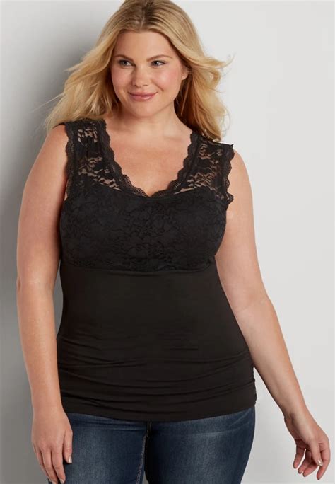 Plus Size Tank With Lace Bodice And Straps Maurices