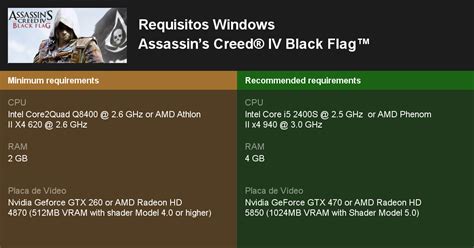 Assassin S Creed Iv Black Flag Requisitos M Nimos Y Recomendados En