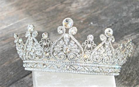 Full Bridal Crown Scroll Heart Swarovski Crystal Wedding Crown Silver