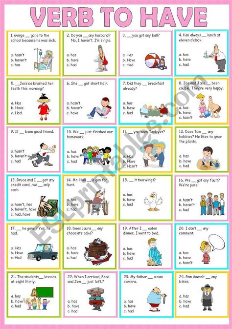 ️verb To Have Worksheets Free Download