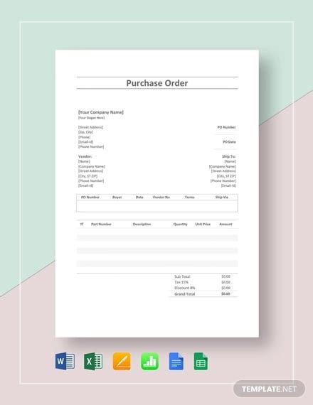 10 Simple Purchase Order Templates Word Docs