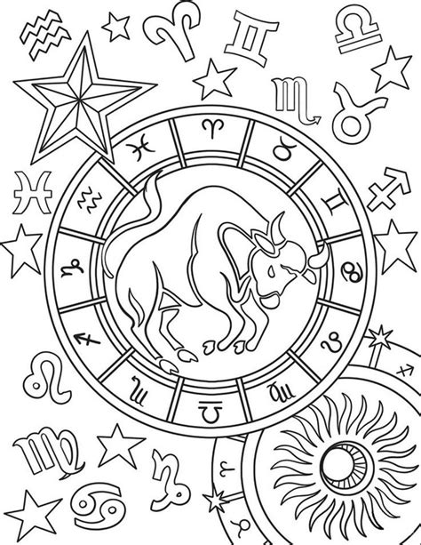 Zodiac Signs And Astro Symbols Coloring Page