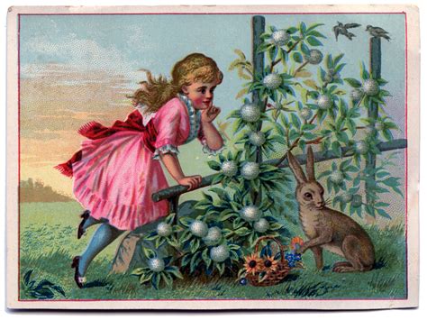 Victorian Graphic Little Girl With Rabbit The Graphics