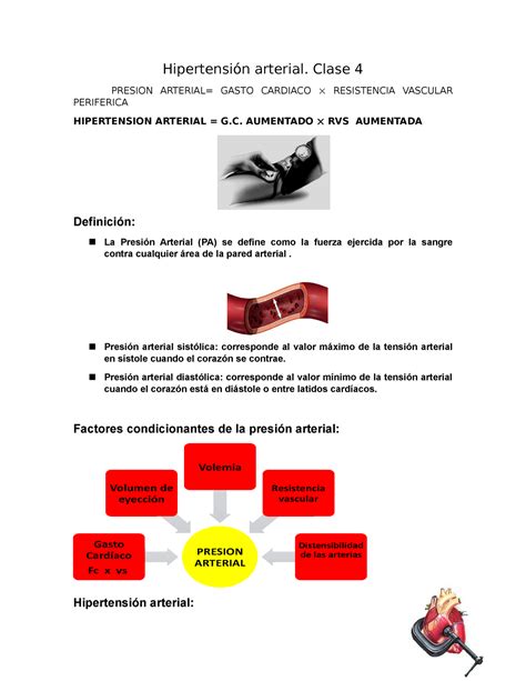 Hipertensión Arterial 4 Clase 4 Presion Arterial Gasto Cardiaco