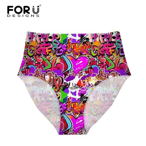 Forudesigns Women Fashion High Waist Underwear For Woman Graffiti Pattern Seamless Ladies