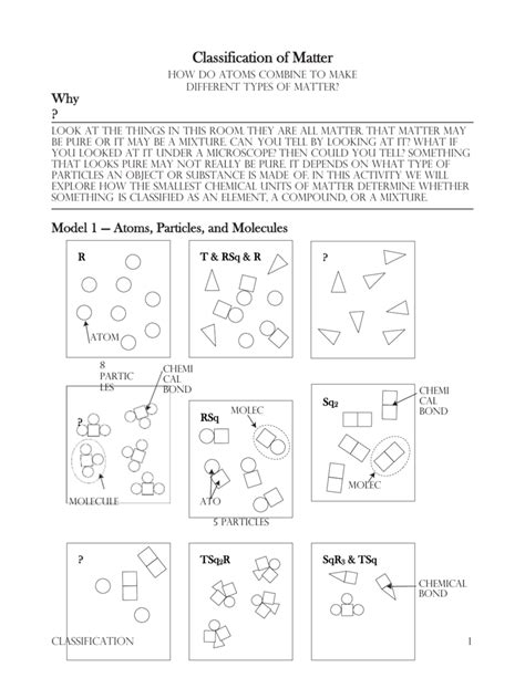 Pure substances, elements, compounds, mixtures, homogeneous mixture, heterogeneous mixture, suspension, colloid. Classification Of Matter Worksheet Answers Pogil ...