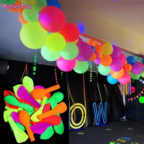 50pcs 10inch Neon Latex Balloons In Uv Glow Magic Balloon Fluorescent