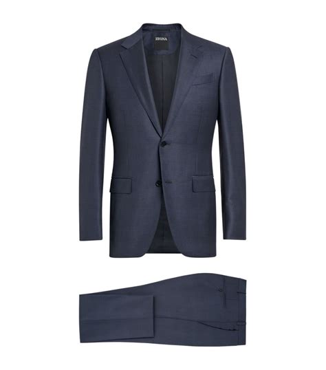 Zegna Blue Wool Single Breasted Two Piece Suit Harrods Uk