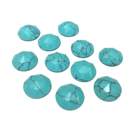 10 Pcs Section Surface Blue Turquoise Stone Cabochon No Hole For Making