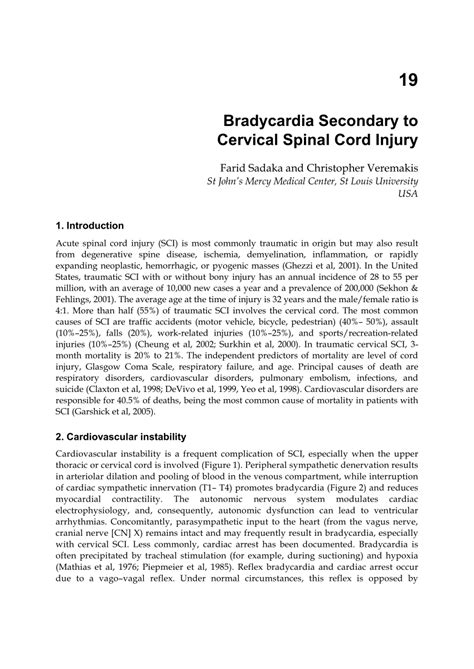 Pdf Bradycardia Secondary To Cervical Spinal Cord Injury