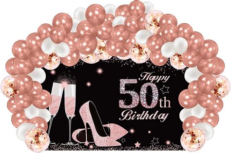 Excelloon 50th Birthday Banner Backdrop Decorations With