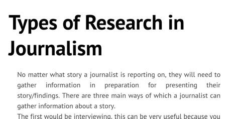 Types Of Research In Journalism Infogram