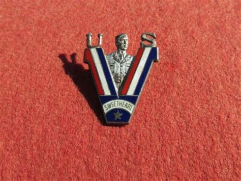 Ww 2 Sterling Us Sweetheart Victory Pin Enameled Red White Blue A