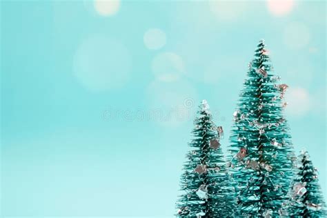 Trendy Christmas Background In Pastel Mint Colour Christmas Tree Or